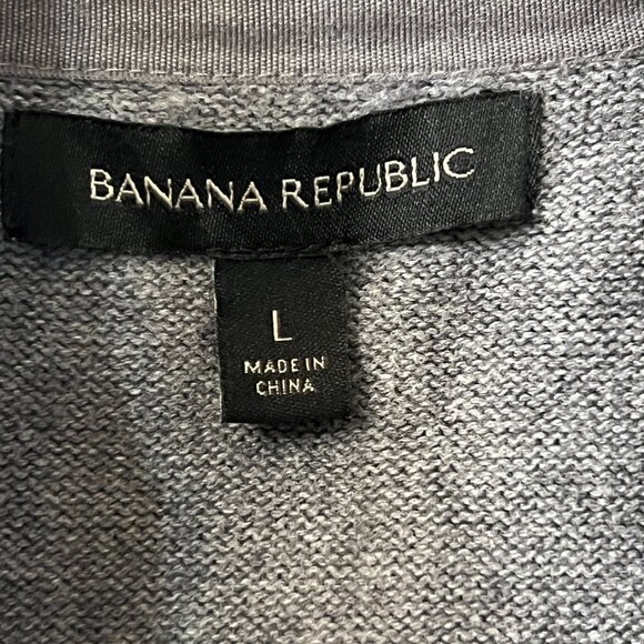 Banana Republic Men's Gray Shawl Collar Cardigan Sweater Large Button Up Cotton - Picture 6 of 11